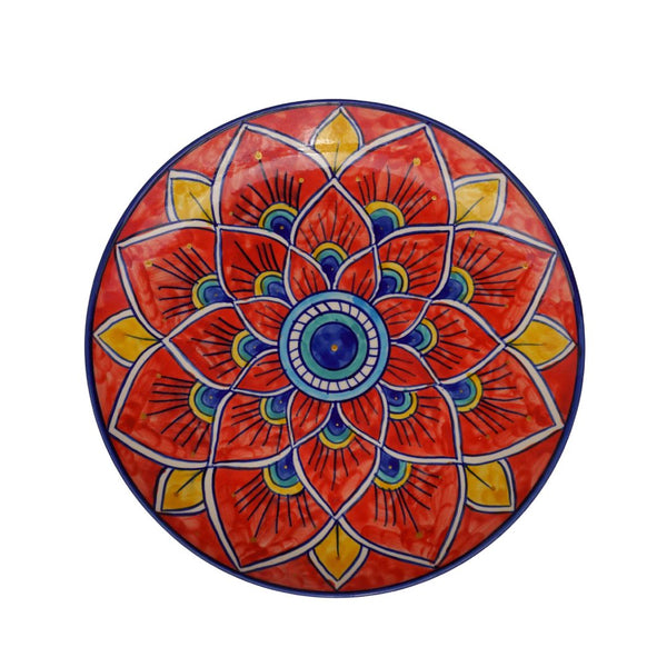 red Floral Wall Plate -  Hand Painted Mandala Home Decor and Gifts - Office Wall Accessories - Buy Online India - Free Shipping